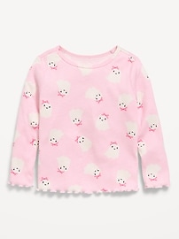 Image number 1 showing, Printed Fitted Long-Sleeve Ribbed T-Shirt for Toddler Girls