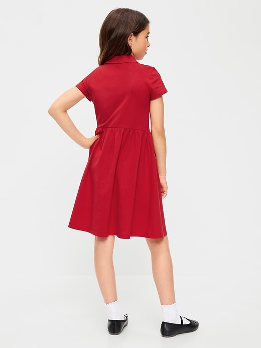Image number 2 showing, School Uniform Fit & Flare Pique Polo Dress for Girls