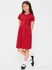 Image number 1 showing, School Uniform Fit & Flare Pique Polo Dress for Girls