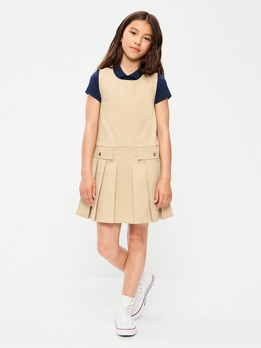 Image number 1 showing, Sleeveless School Uniform Twill Dress for Girls