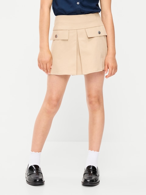 School Uniform Front-Pleated Twill Skort for Girls