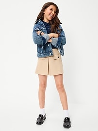 Image number 3 showing, School Uniform Front-Pleated Twill Skort for Girls