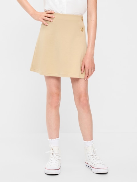 School Uniform Ponte-Knit Wrap-Front Skort for Girls