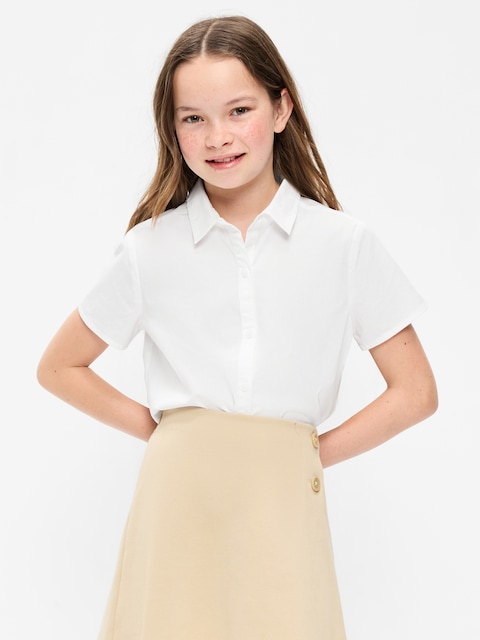 School Uniform Short-Sleeve Poplin Shirt for Girls