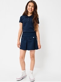 Image number 3 showing, School Uniform Front-Pleated Twill Skort for Girls