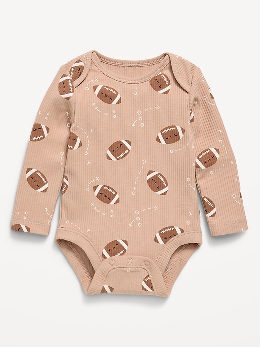 Image number 1 showing, Printed Long-Sleeve Ribbed Bodysuit for Baby
