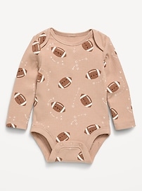 Image number 1 showing, Printed Long-Sleeve Ribbed Bodysuit for Baby