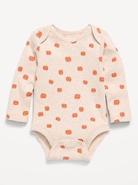 Image number 1 showing, Printed Unisex Long-Sleeve Ribbed Bodysuit for Baby