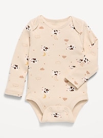 Image number 1 showing, Printed Unisex Long-Sleeve Ribbed Bodysuit for Baby