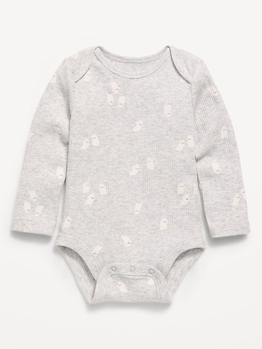 Image number 1 showing, Printed Unisex Long-Sleeve Ribbed Bodysuit for Baby