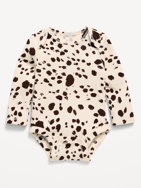 Printed Long-Sleeve Ribbed Bodysuit for Baby