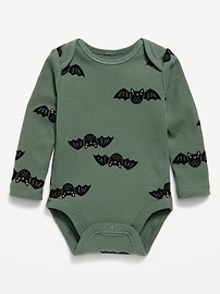 Image number 1 showing, Printed Unisex Long-Sleeve Ribbed Bodysuit for Baby