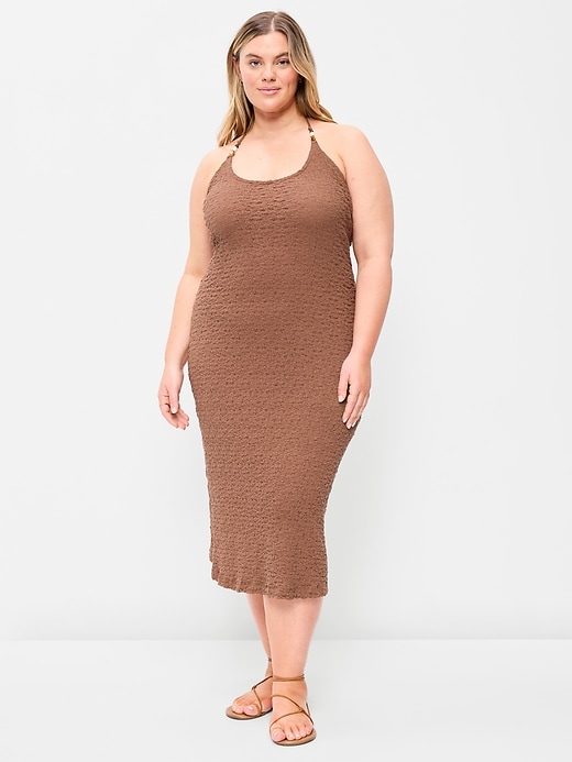 Image number 8 showing, Beaded Halter-Neck Textured Midi Dress