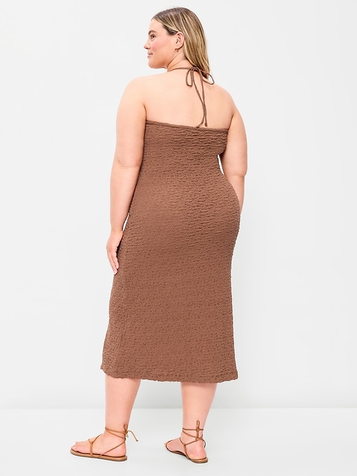 Image number 9 showing, Beaded Halter-Neck Textured Midi Dress