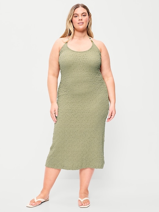 Image number 7 showing, Beaded Halter-Neck Textured Midi Dress