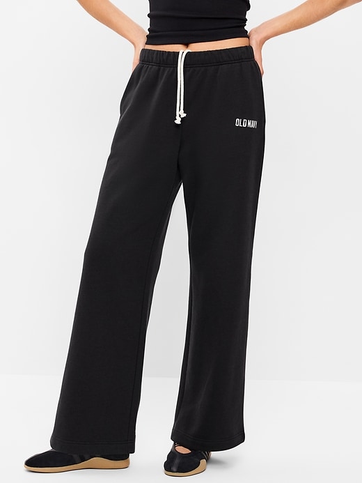 Image number 2 showing, High-Waisted Fleece Wide-Leg Sweatpants