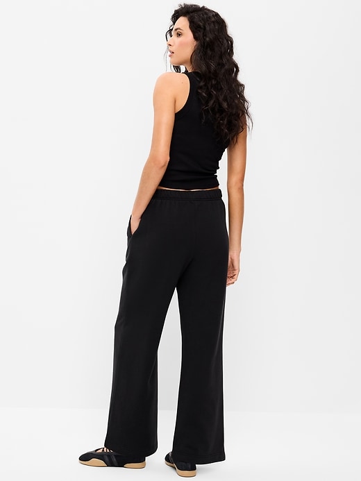 Image number 3 showing, High-Waisted Fleece Wide-Leg Sweatpants