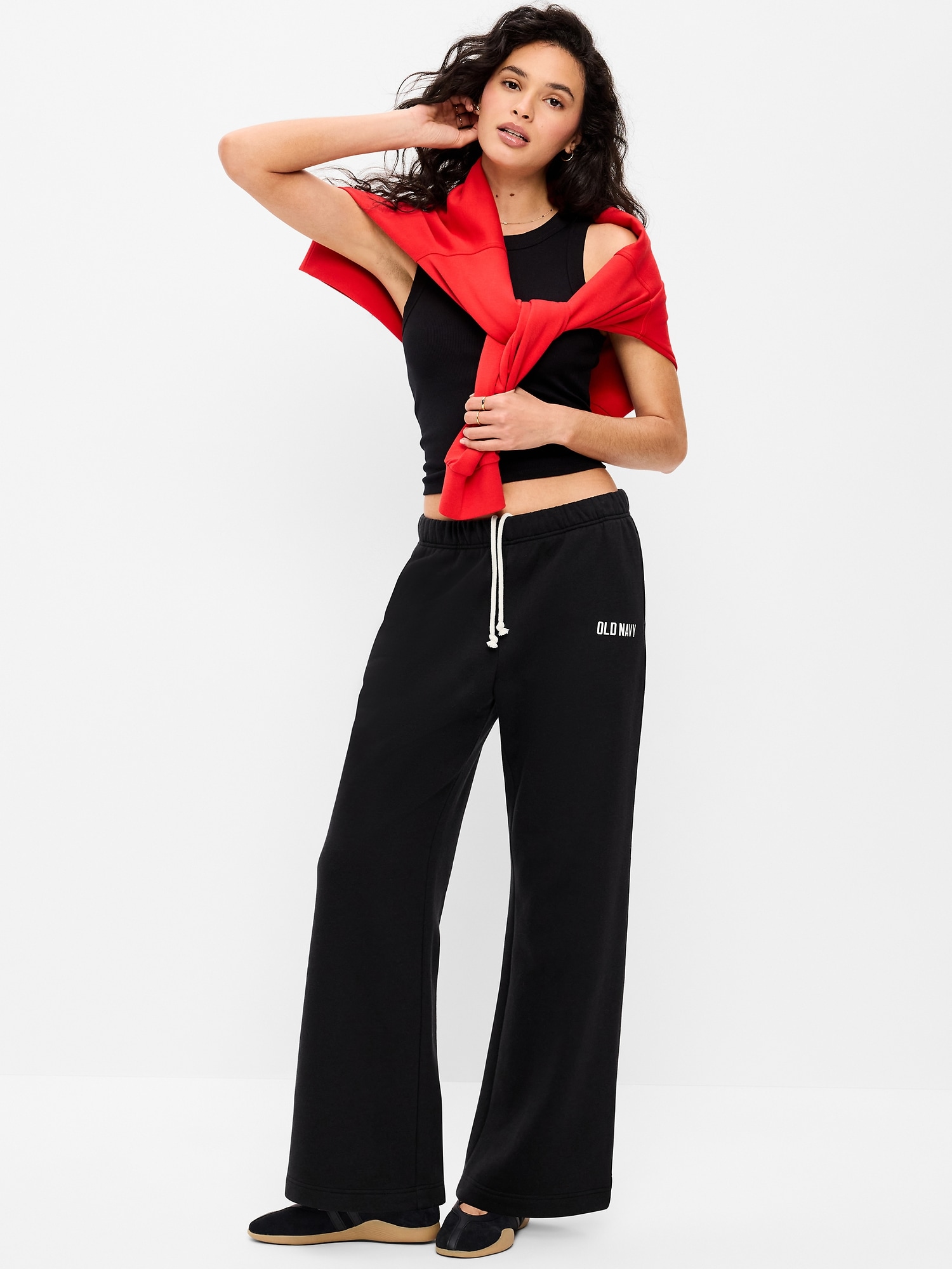 High-Waisted Fleece Wide-Leg Sweatpants