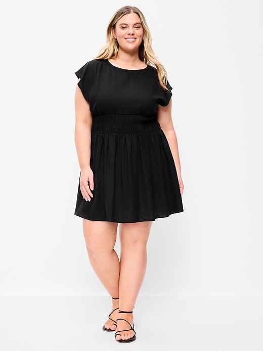 Image number 9 showing, Smocked-Bodice Fit & Flare Mini Dress