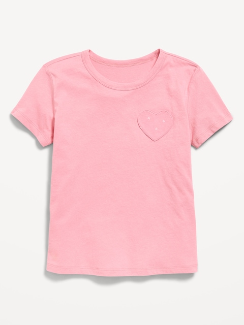 Softest Short-Sleeve Heart-Pocket T-Shirt for Girls