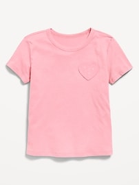 Image number 1 showing, Softest Short-Sleeve Heart-Pocket T-Shirt for Girls