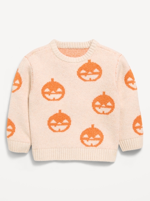 Printed Oversized Crew-Neck Sweater for Toddler Boys