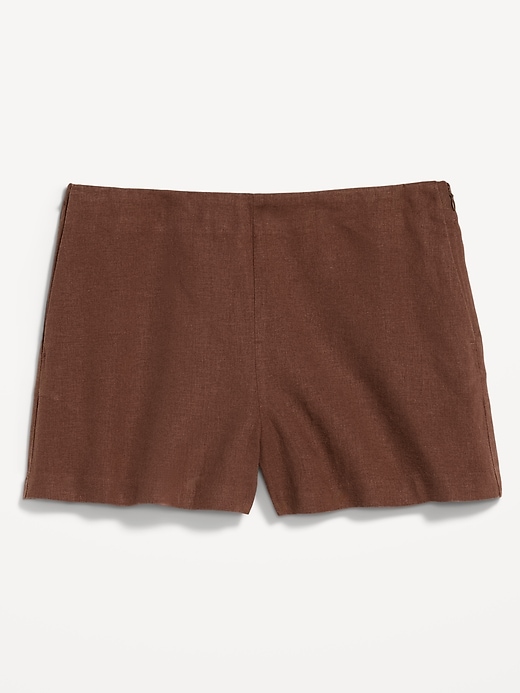 Image number 1 showing, High-Waisted Linen-Blend Micro Shorts