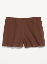 Image number 1 showing, High-Waisted Linen-Blend Micro Shorts