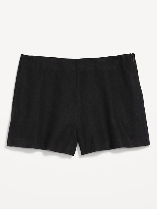 Image number 2 showing, High-Waisted Linen-Blend Micro Shorts