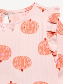 Image number 2 showing, Printed Long-Sleeve Ruffle-Trim One-Piece for Baby