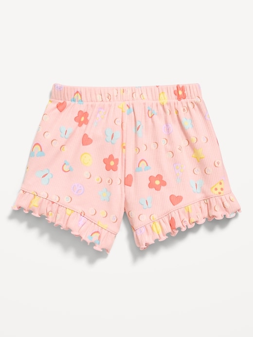 Image number 3 showing, Printed Ribbed Ruffled Shorts for Toddler Girls
