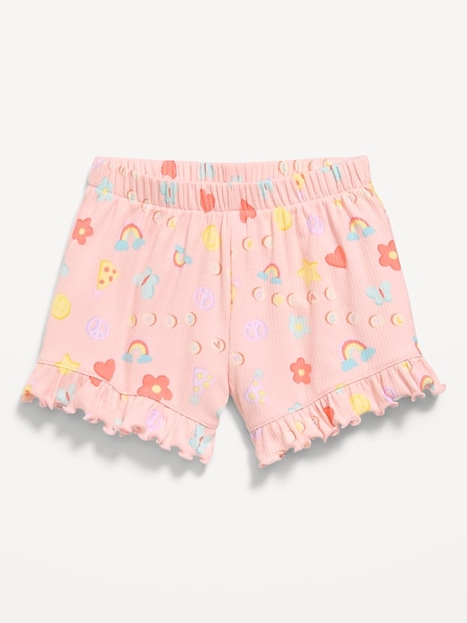 Image number 2 showing, Printed Ribbed Ruffled Shorts for Toddler Girls