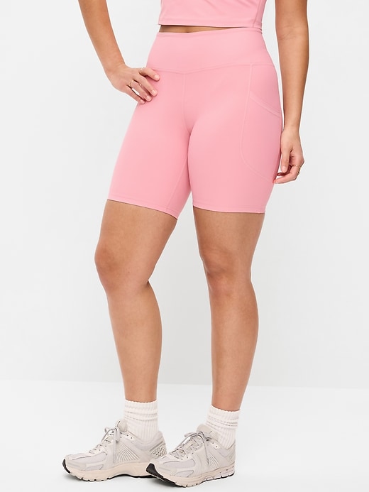 Image number 3 showing, High-Waisted PowerSoft Biker Shorts -- 8-inch inseam