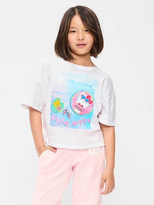 Image number 1 showing, Hello Kitty® Oversized Graphic Cropped T-Shirt for Girls