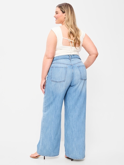 Image number 8 showing, High-Waisted Drapey Wide-Leg Jeans