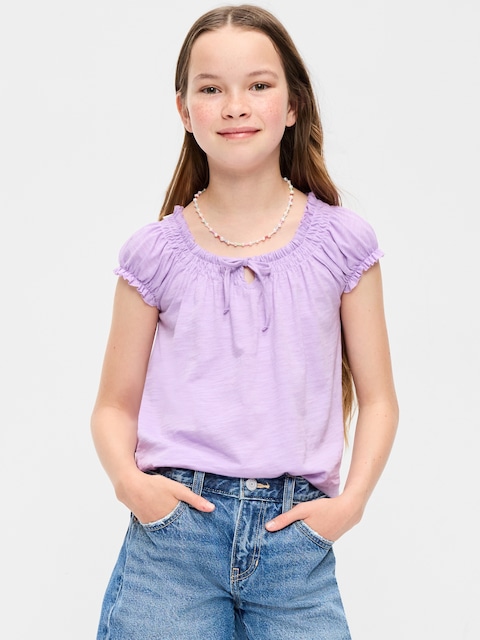 Short-Sleeve Tie-Front Jersey-Knit Top for Girls