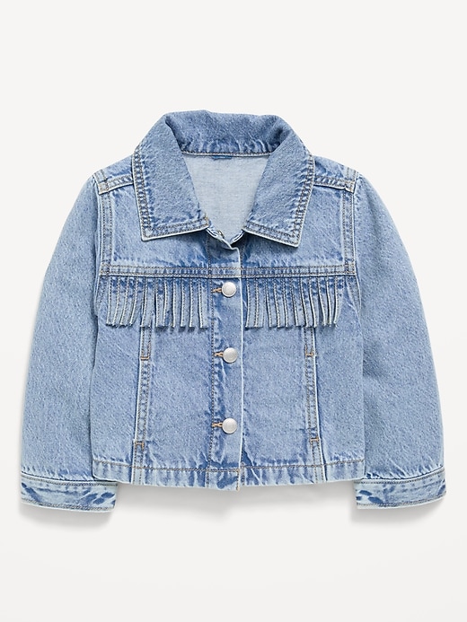Image number 1 showing, Fringed Denim Jacket for Toddler Girls