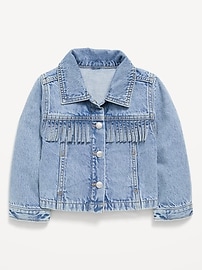 Image number 1 showing, Fringed Denim Jacket for Toddler Girls