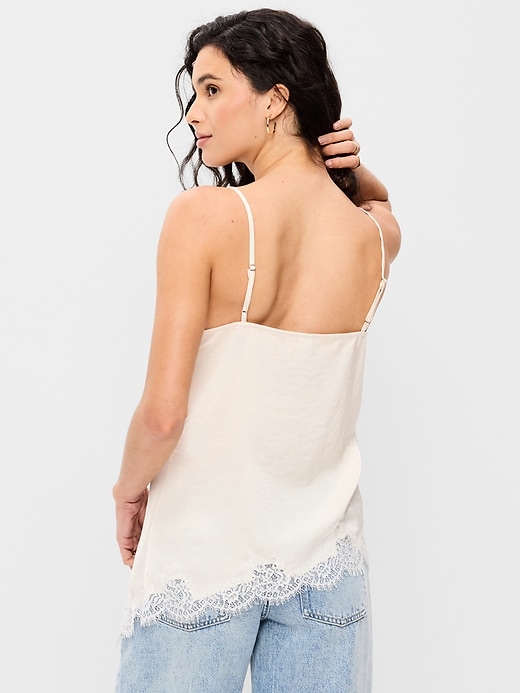 Image number 2 showing, Asymmetrical Lace-Trim Cami Top