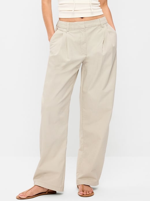 Image number 2 showing, Mid-Rise Twill Barrel-Leg Pants
