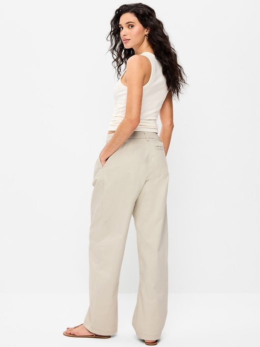 Image number 3 showing, Mid-Rise Twill Barrel-Leg Pants
