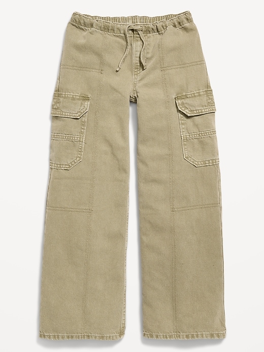 Image number 4 showing, Pull-On Low-Rise Super Baggy Wide-Leg Cargo Jeans for Girls