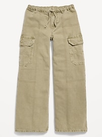 Image number 4 showing, Pull-On Low-Rise Super Baggy Wide-Leg Cargo Jeans for Girls