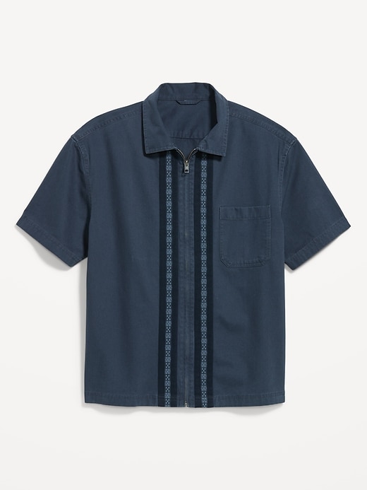 Image number 4 showing, Loose Full-Zip Twill Workwear Shirt