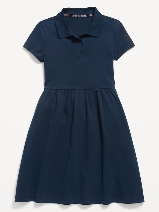 Image number 3 showing, School Uniform Fit & Flare Pique Polo Dress for Girls