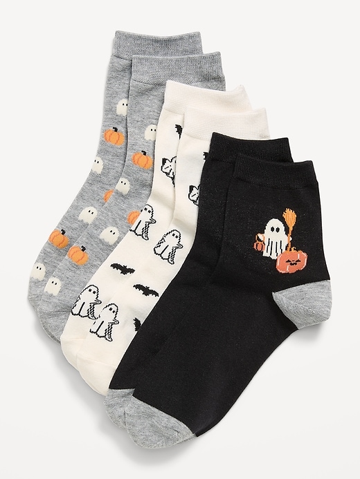 Image number 1 showing, Novelty Quarter Crew Socks 3-Pack for Women