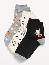 Image number 1 showing, Novelty Quarter Crew Socks 3-Pack for Women