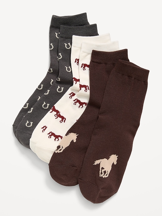 Image number 1 showing, Novelty Quarter Crew Socks 3-Pack for Women