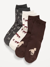 Image number 1 showing, Novelty Quarter Crew Socks 3-Pack for Women