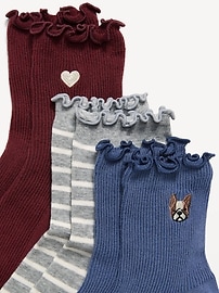 Image number 2 showing, Ruffled Crew Sock 3-Pack for Women